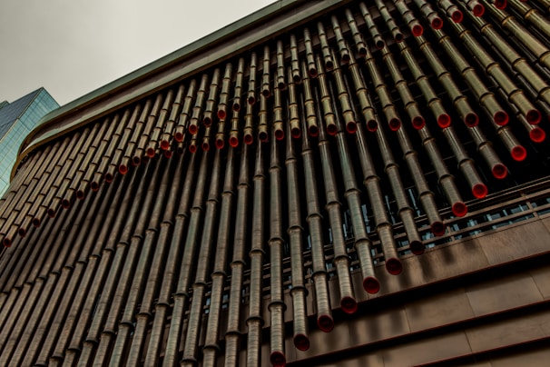 Close-up of plumbing pipes being fitted in a multi-unit residential development
