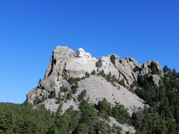 green trees near gray mountain under blue sky during daytime