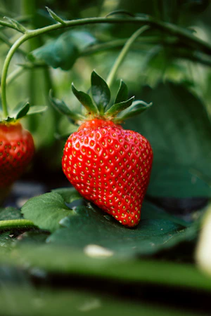 Jardin de fraisiers avec des plants en pleine production