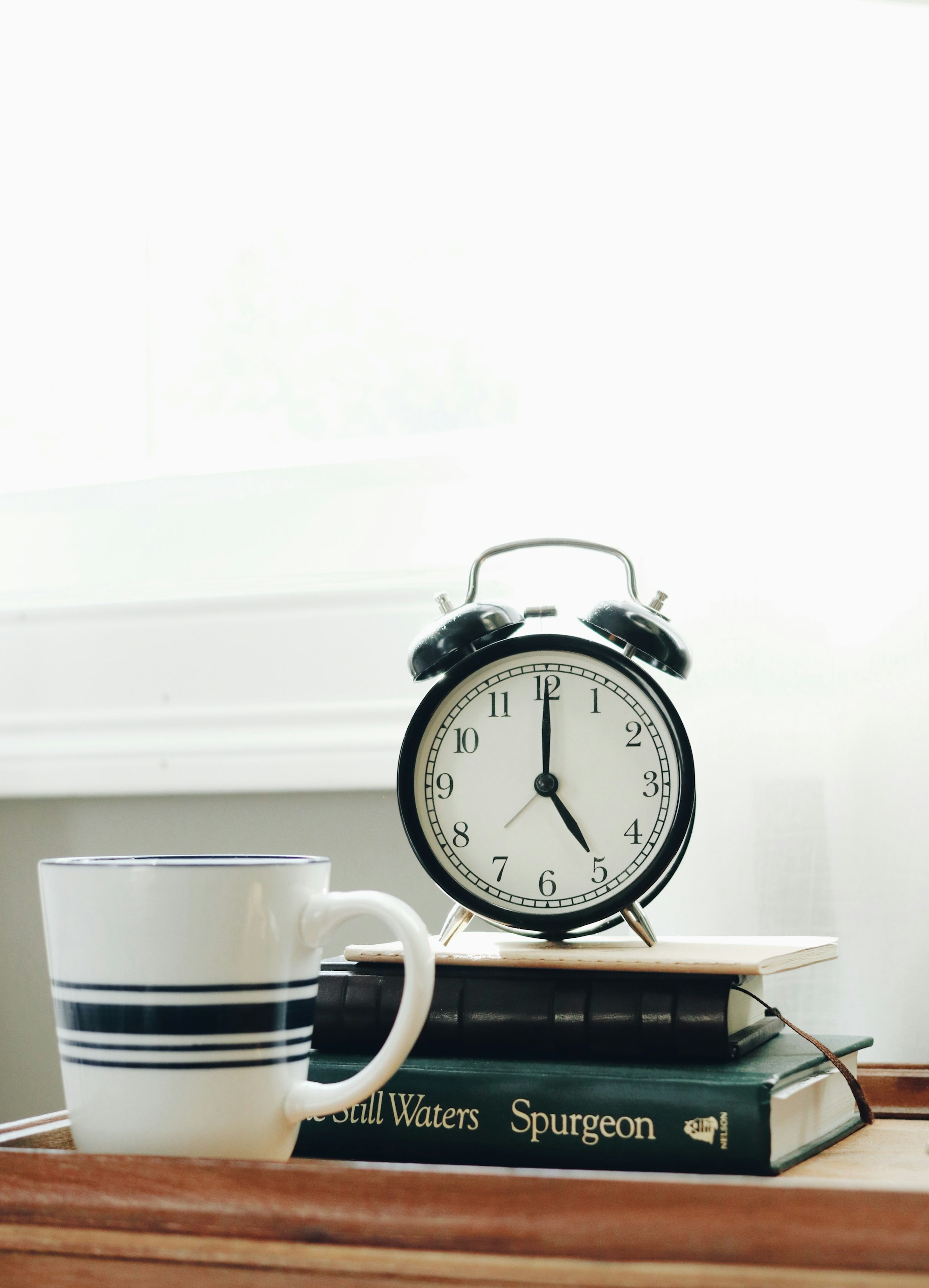 Morning coffee and alarm clock 