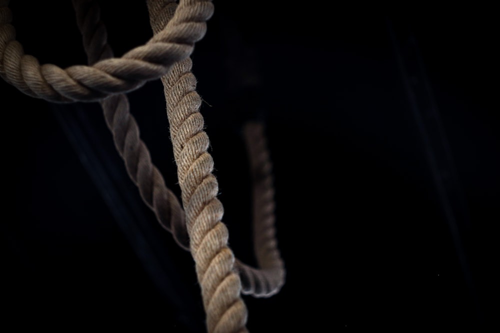 brown rope in black background