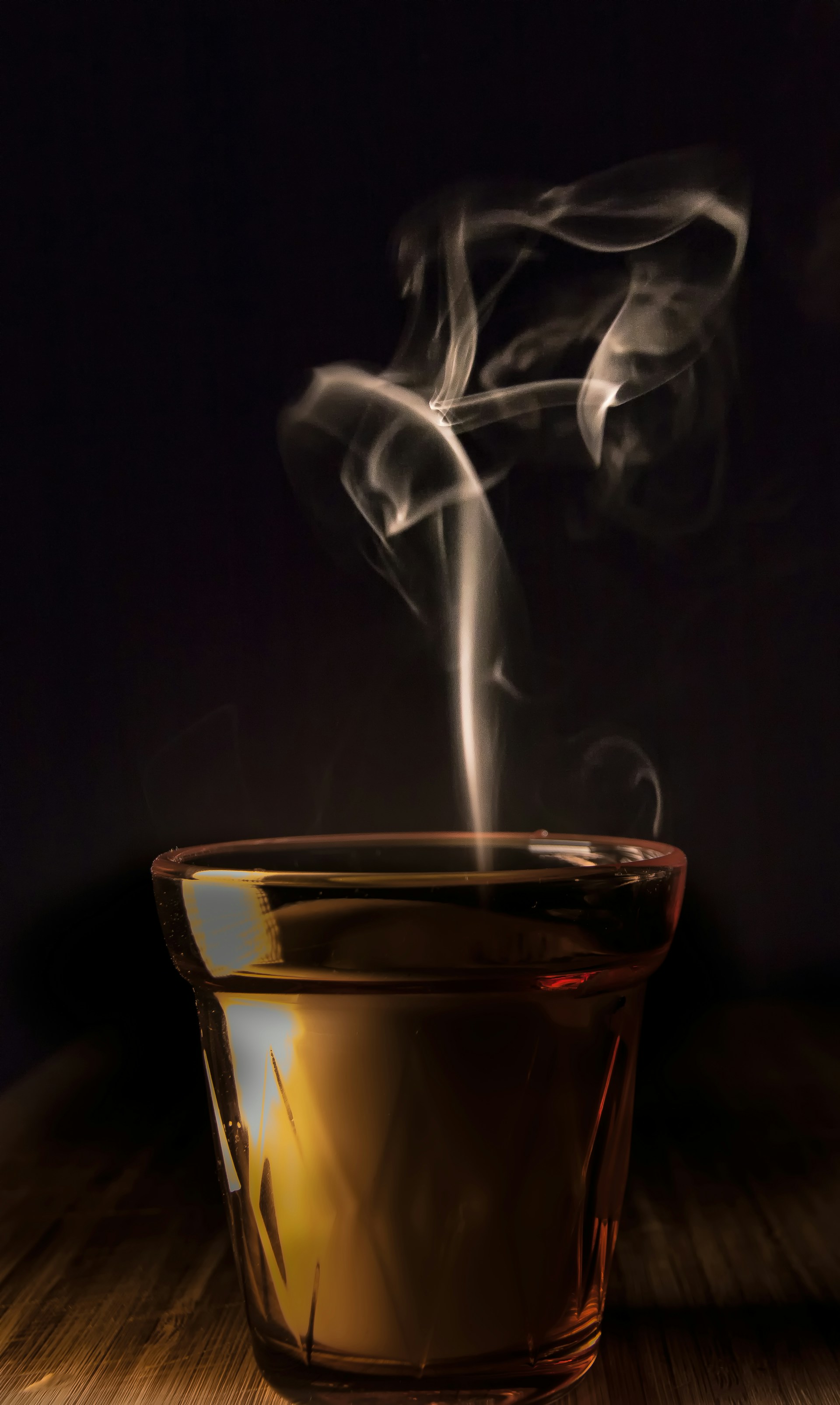 fire in clear glass cup