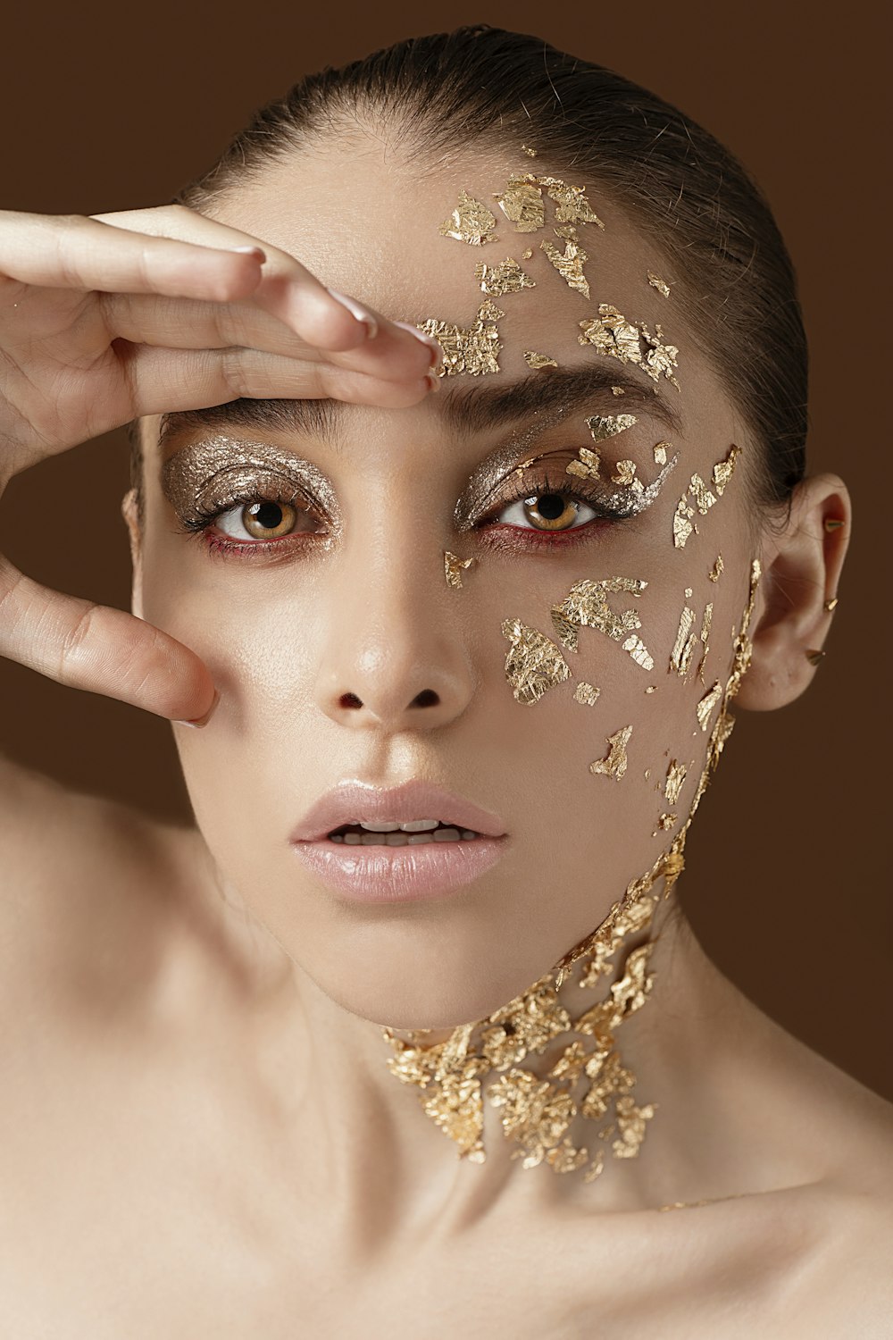 Woman with gold floral face paint photo – Free Iranian Image on