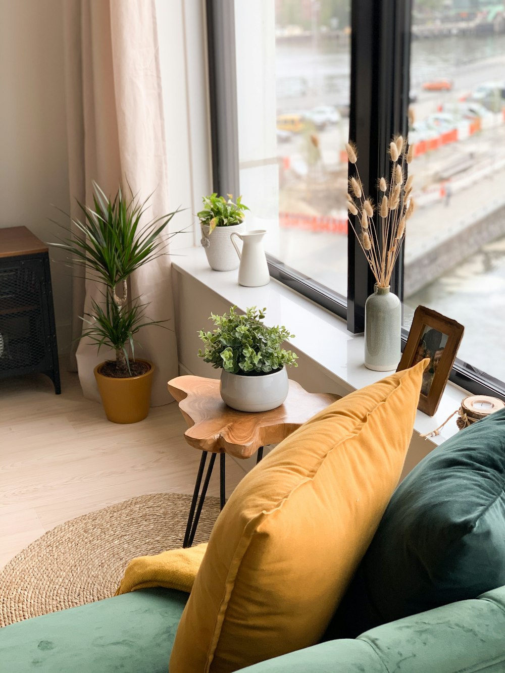 green potted plant on table