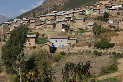 Traditional brick houses nestled on the hills of Antananarivo.