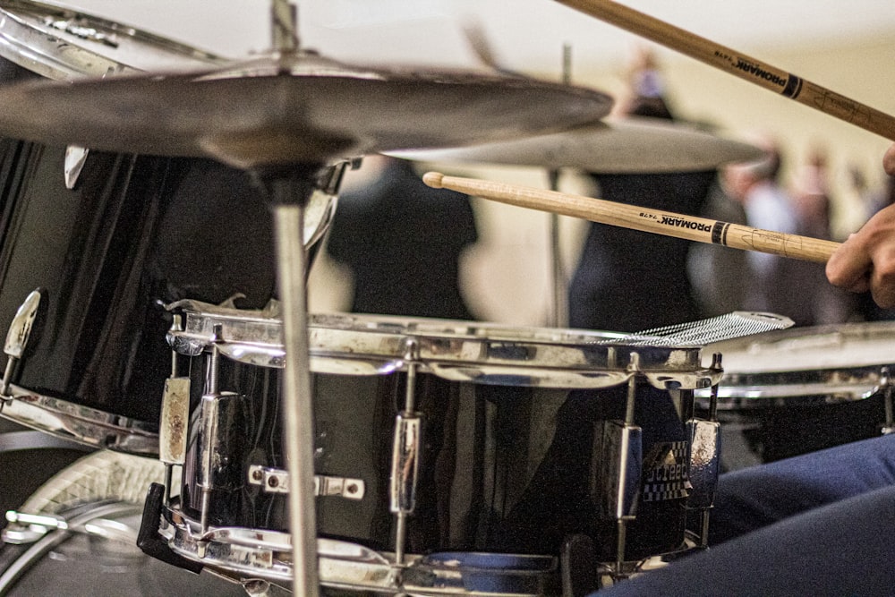 black and white drum set