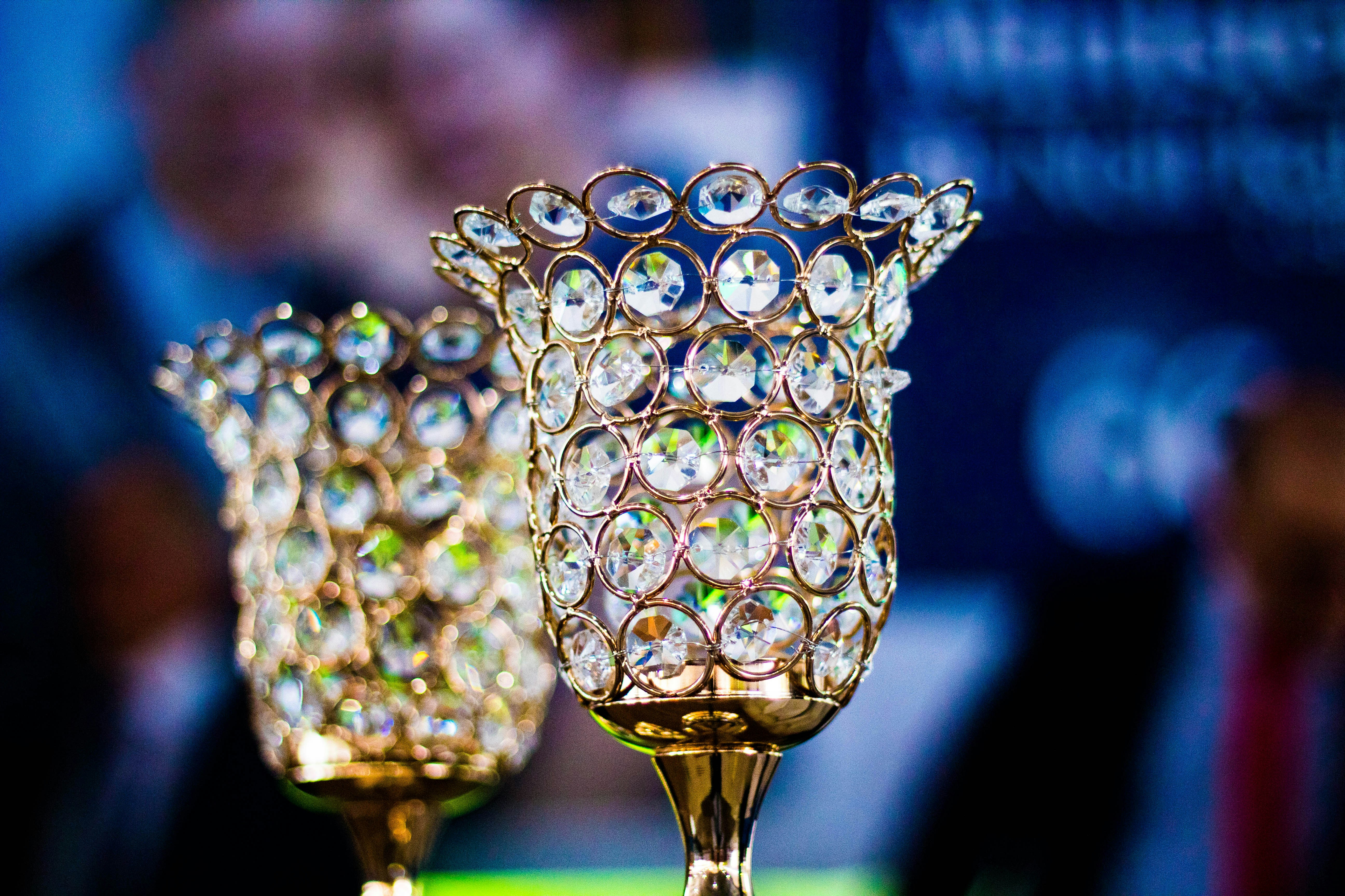 blue and green glass vase