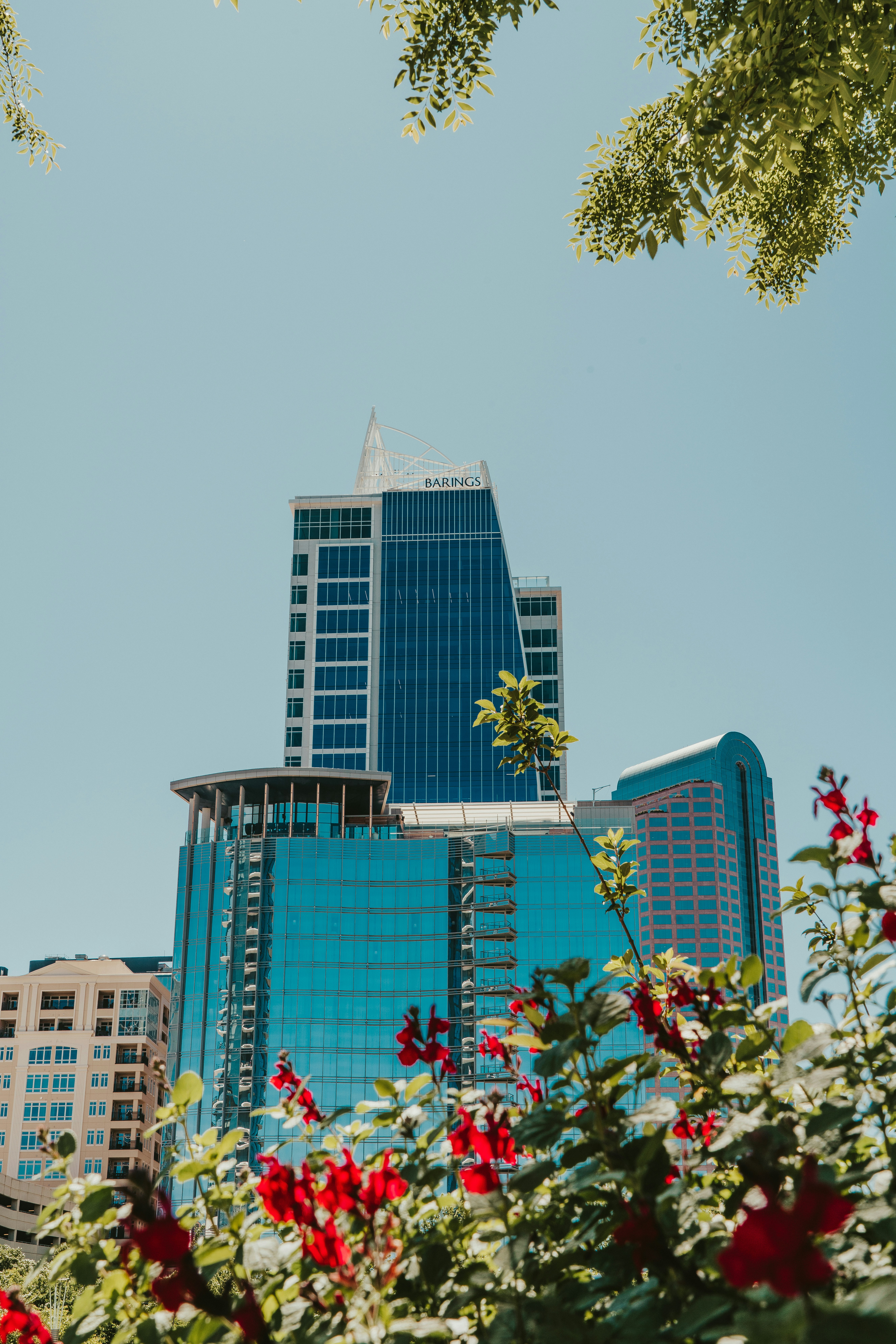 blue and white concrete building