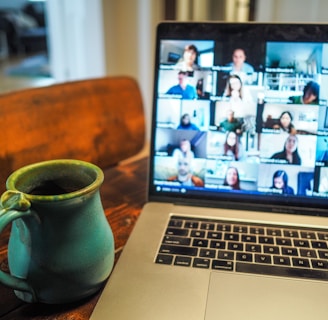 macbook pro displaying group of people