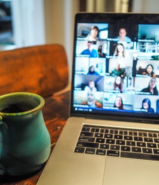 macbook pro displaying group of people