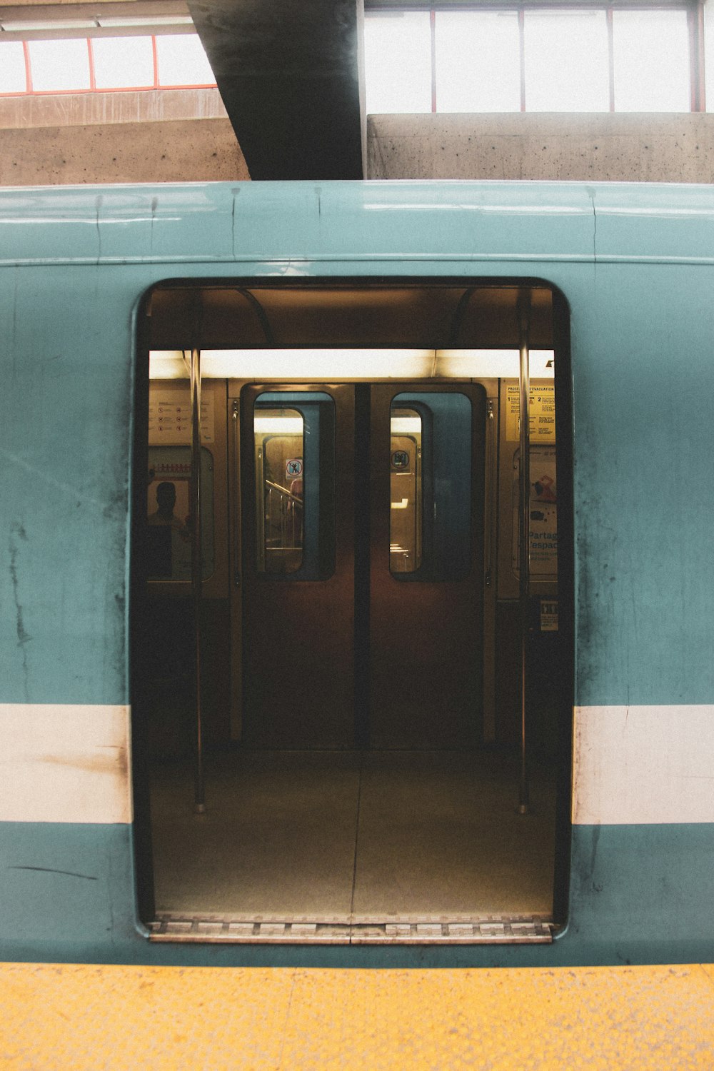 black and gray train door