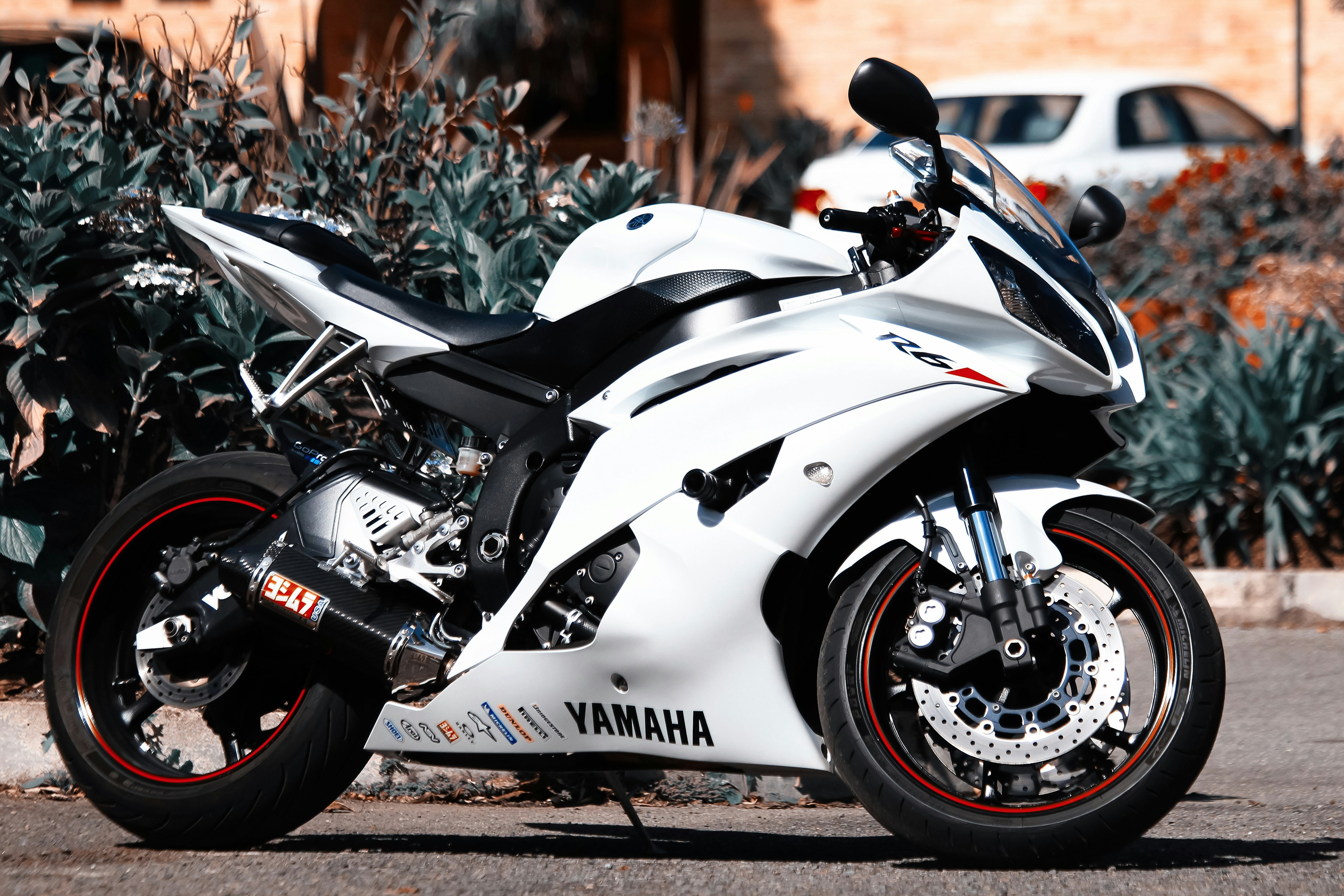 black and white sports bike
