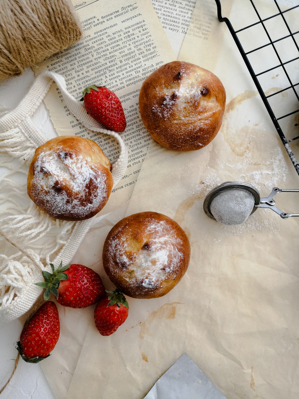 brown bread with strawberry on top