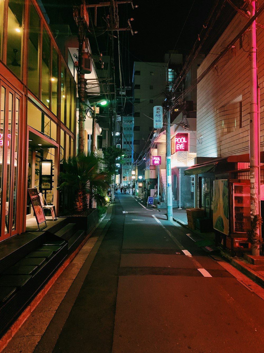 empty street with lighted street lights during night time