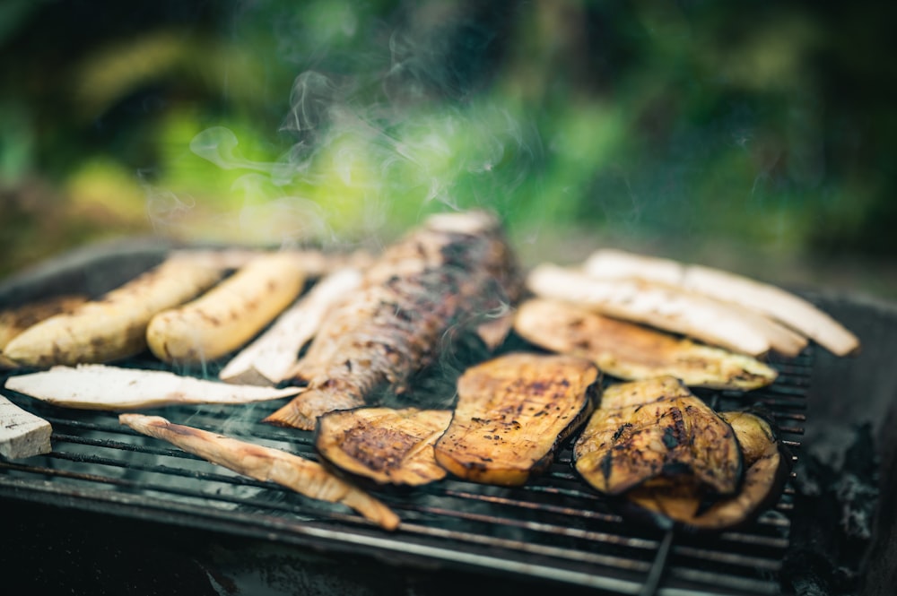 grilled meat on black grill