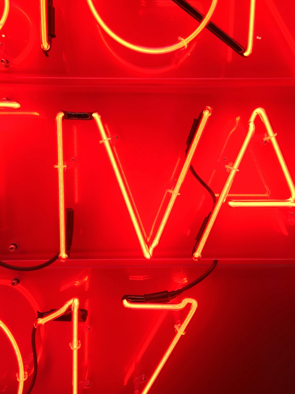 red and white neon light signage