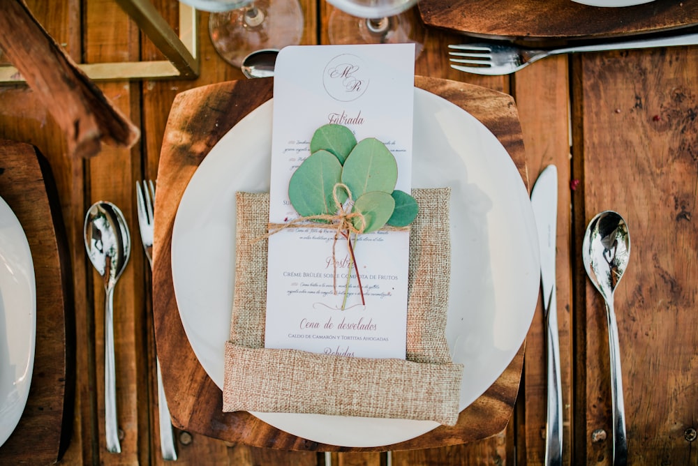 white and brown round ceramic plate