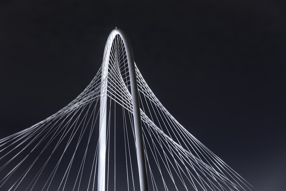 white and black bridge under white sky