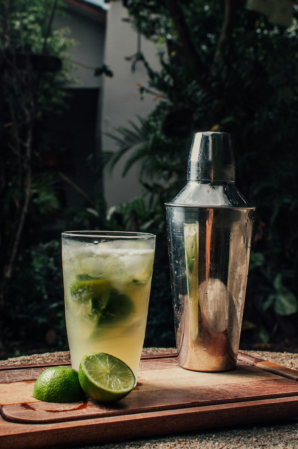 clear drinking glass with sliced lemon and salt