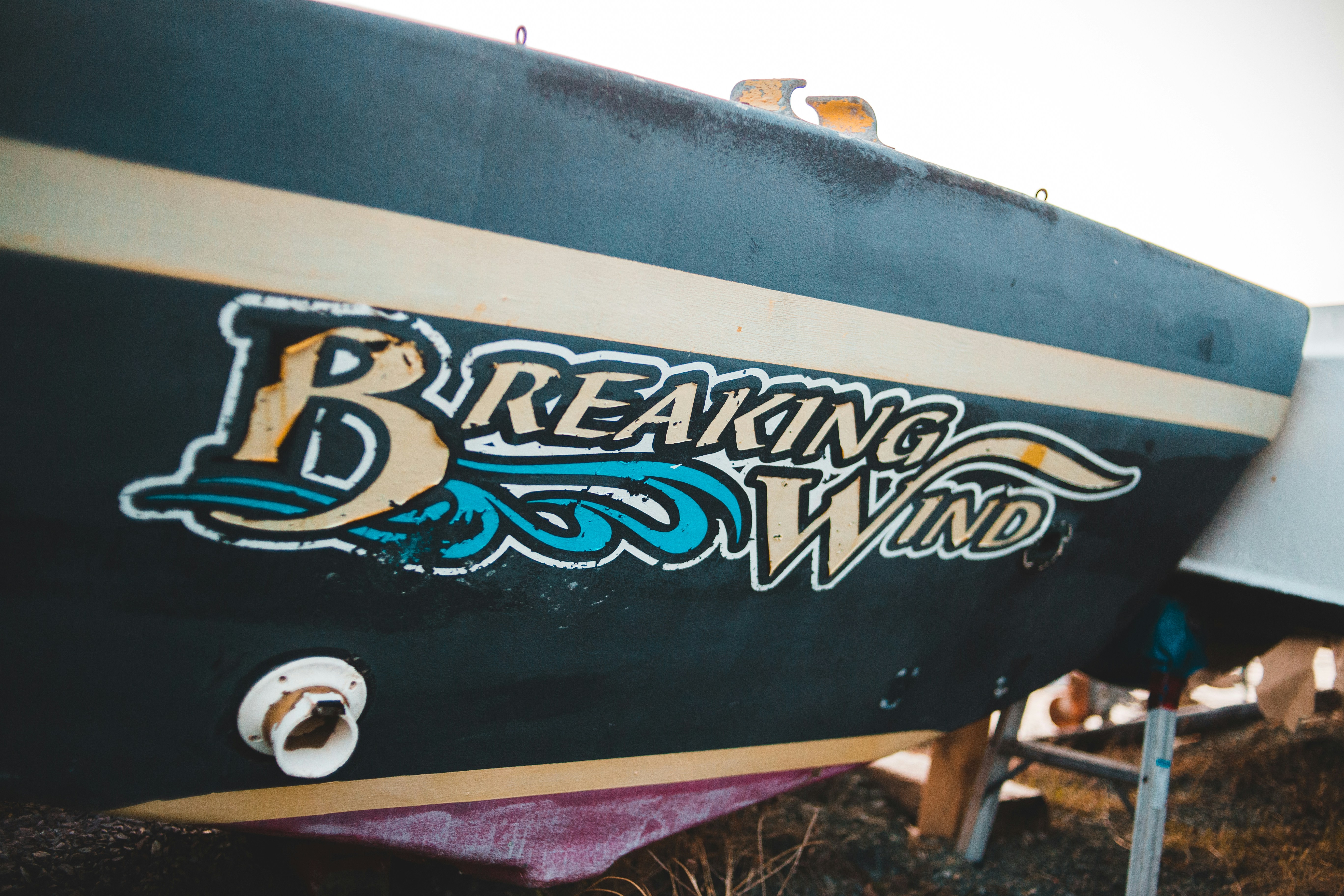 Close up of a boat hull being cleaned