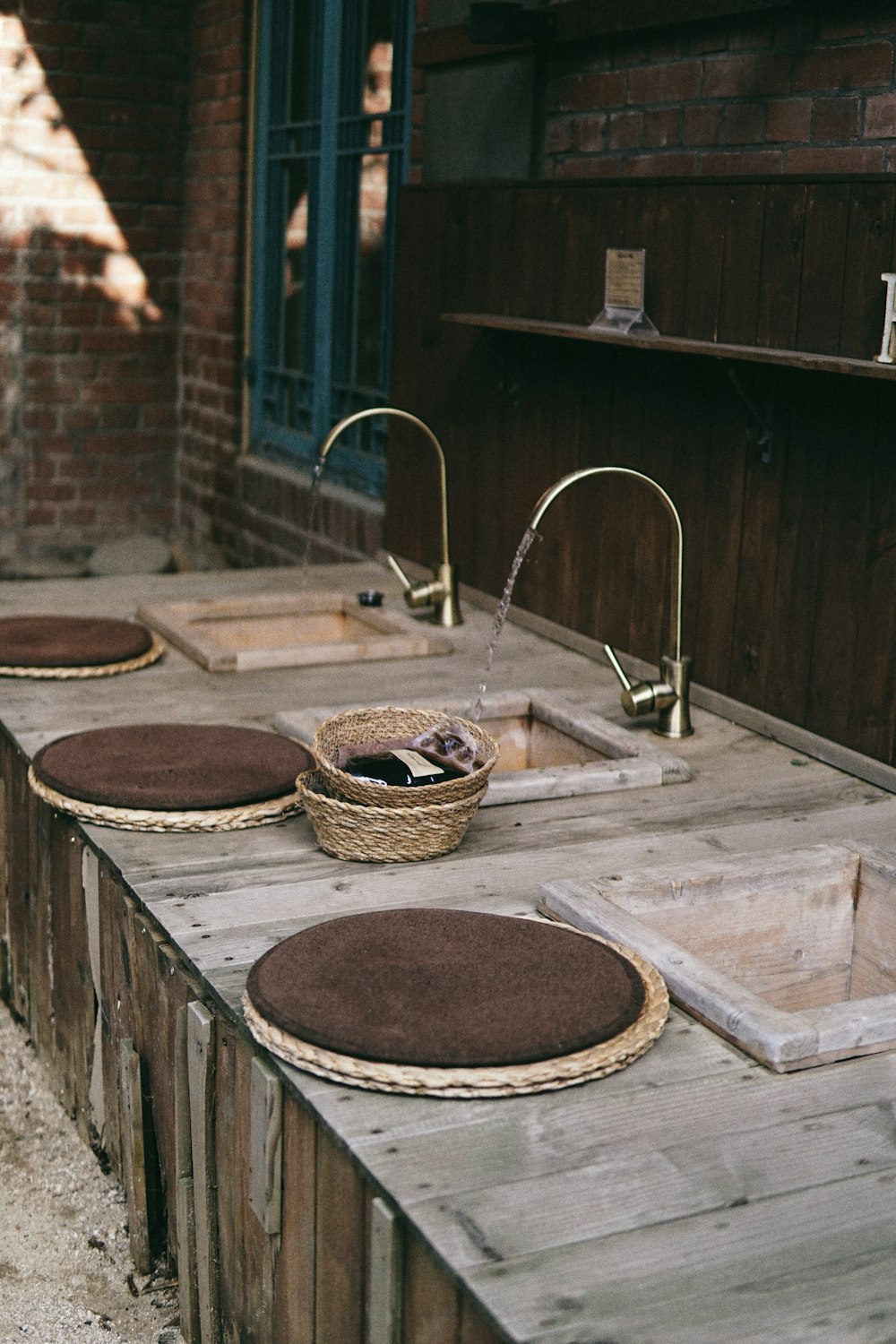 brown woven basket on table