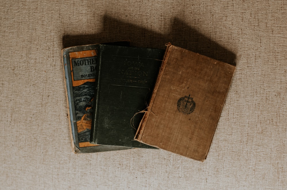 brown and black labeled book