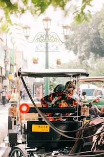 man in black and red floral jacket riding on black and brown auto rickshaw during daytime
