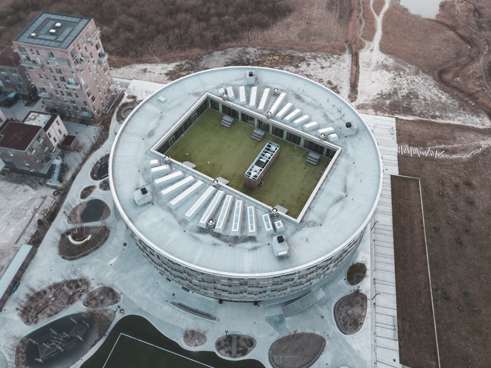 round white and green concrete building