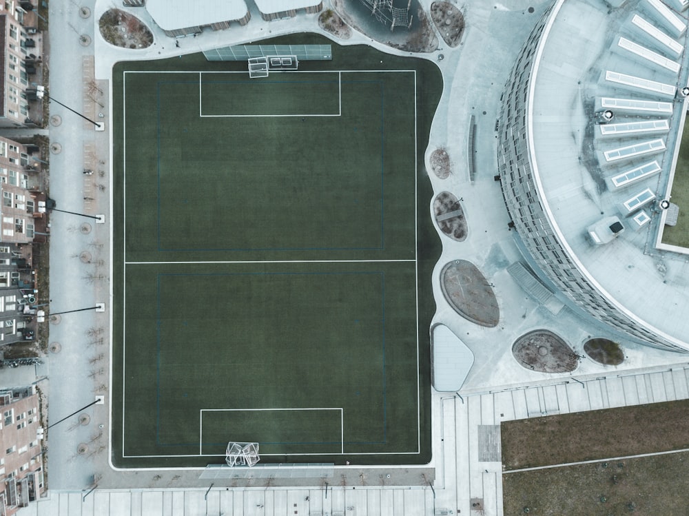 aerial view of soccer field