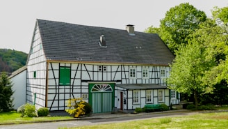 green and white wooden house