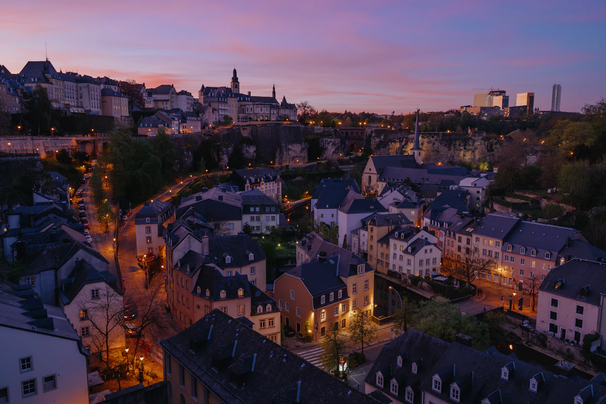 Luxembourg City old town at dusk