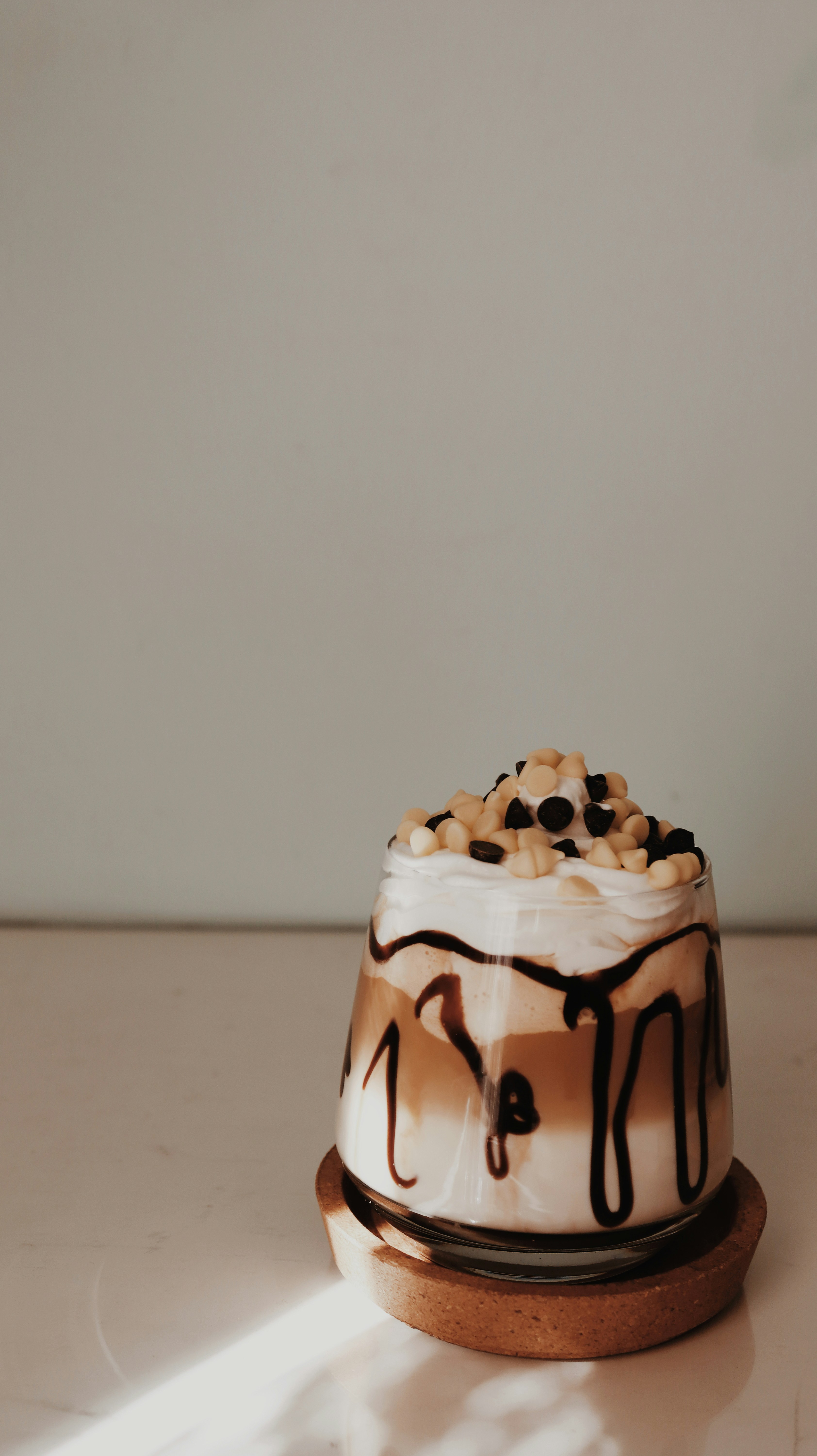 white and brown ice cream