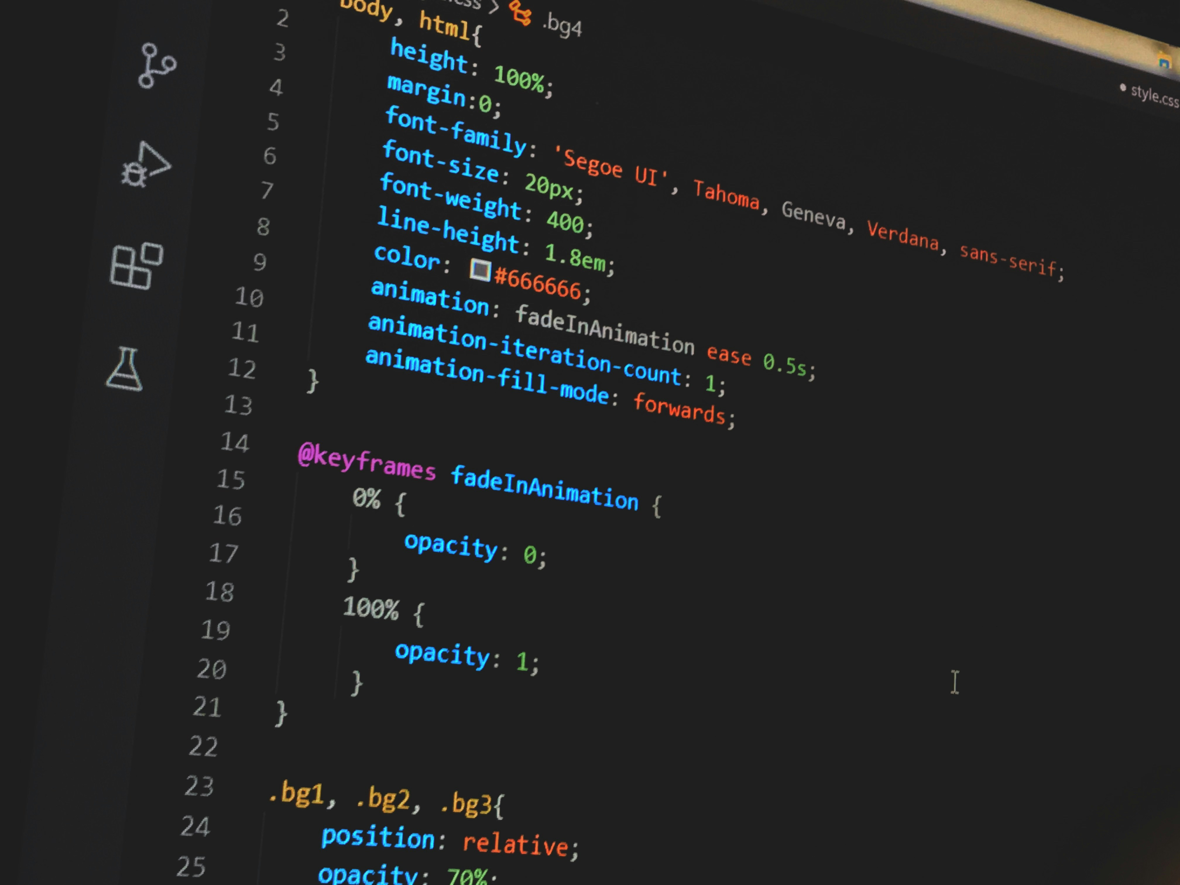 Code editor on dark screen showing modern web development project