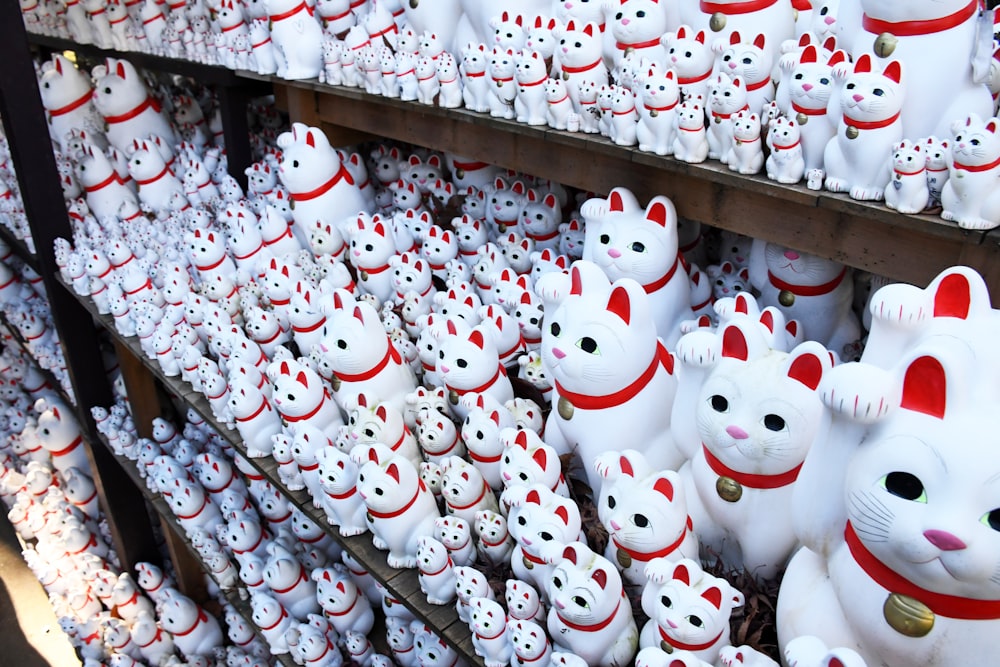 white and red hello kitty plush toy collection