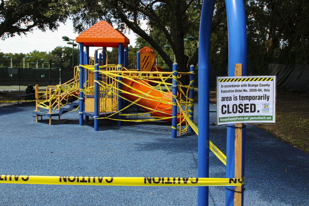 blue and red wooden playground