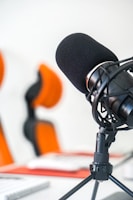 black microphone on black microphone stand