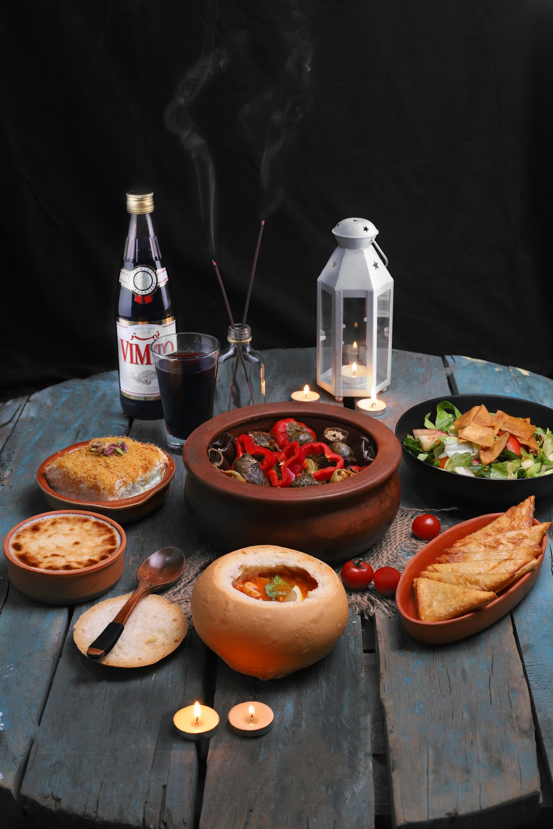 pizza on brown ceramic bowl beside coca cola bottle