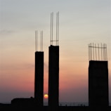 Sunset shot of a completed temporary concrete barrier standing firm.