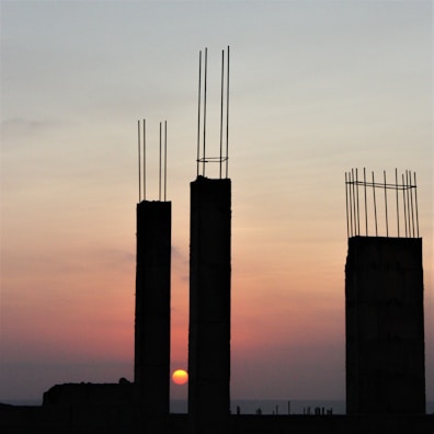 Sunset shot of a completed temporary concrete barrier standing firm.