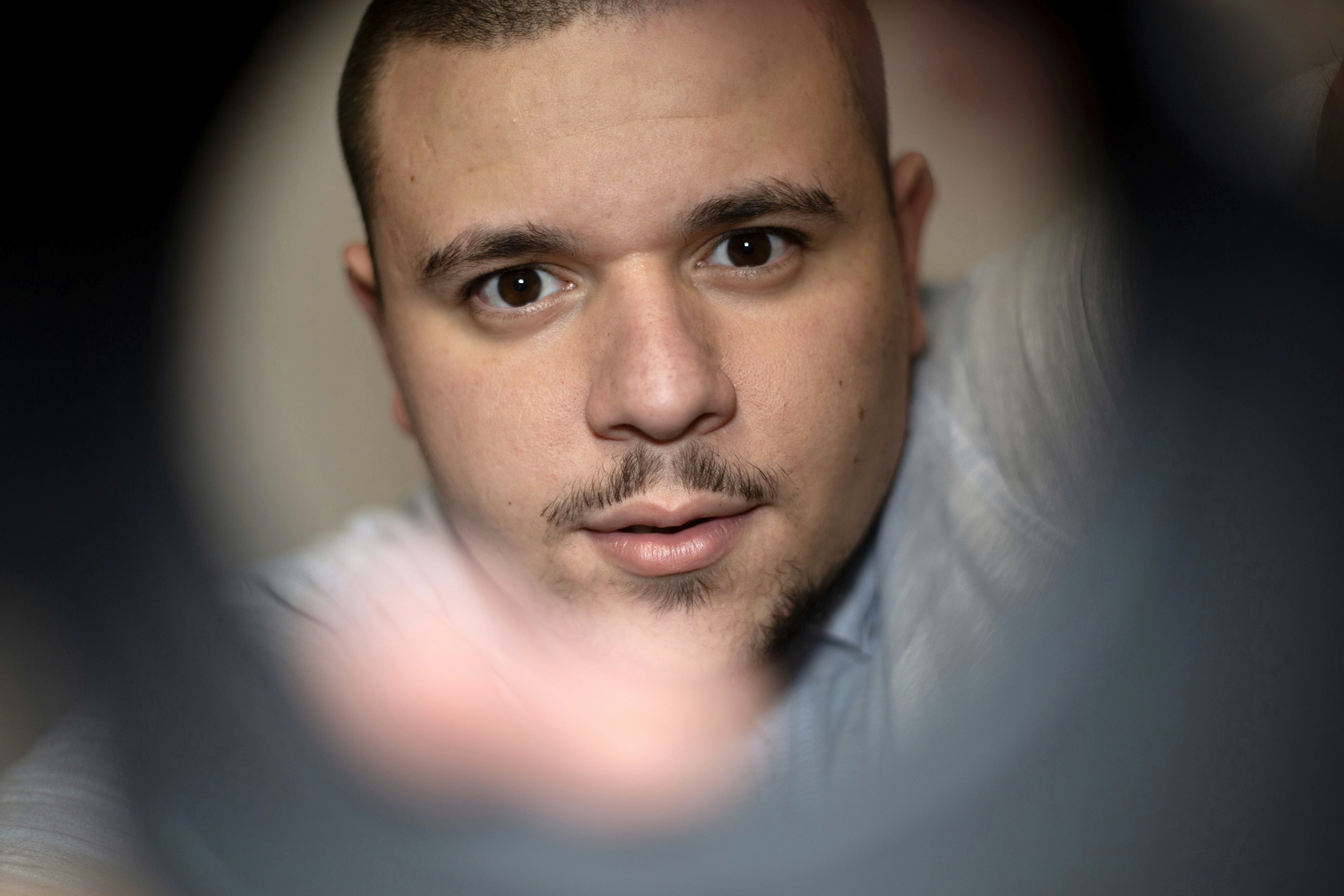 man in white crew neck shirt