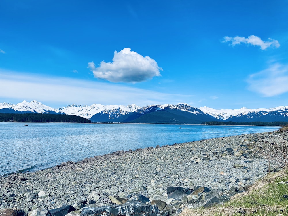 gray rocks near body of water under blue sky during daytime