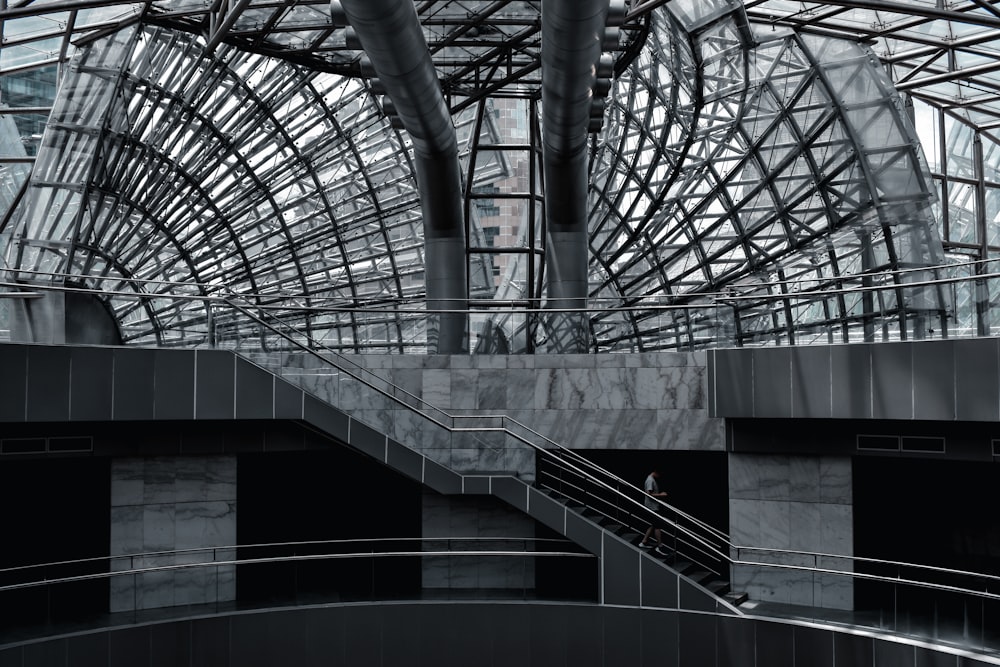 gray concrete building with glass roof