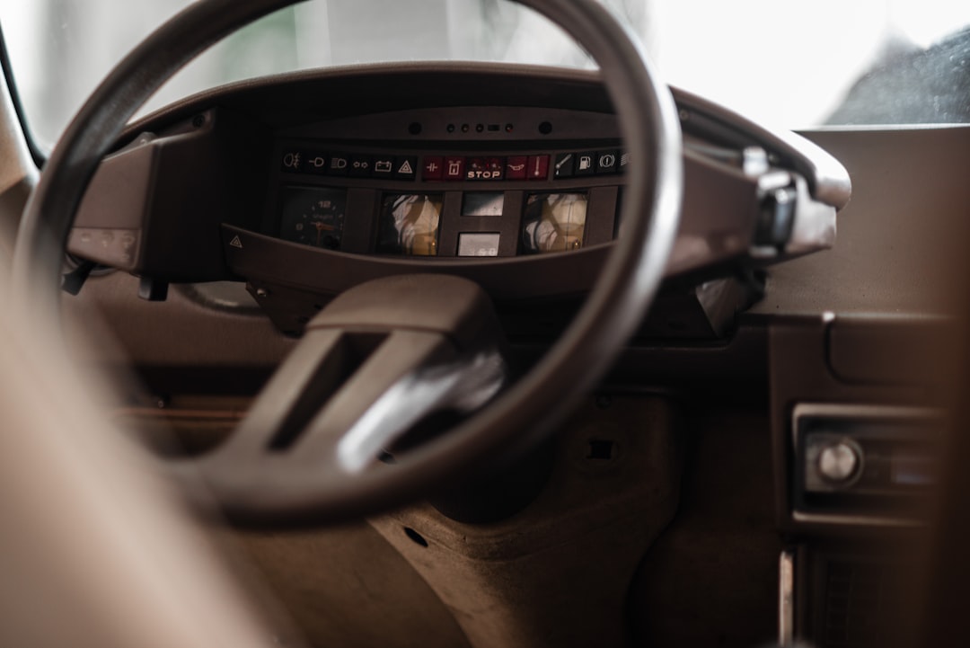 black steering wheel in car