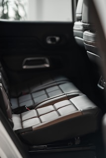 black and white car seat