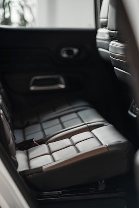 black and white car seat