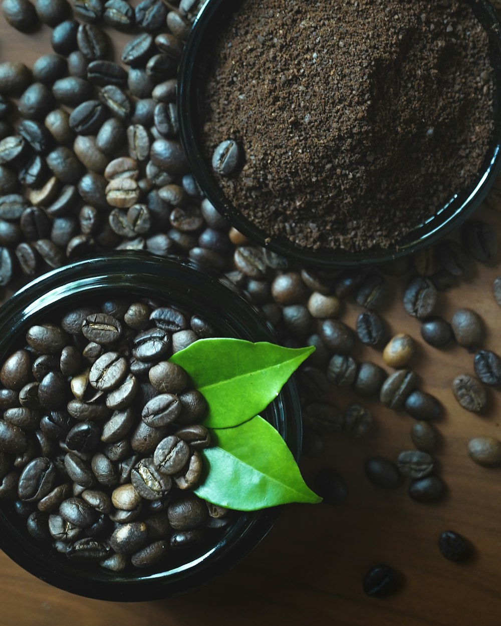 black beans on black round container