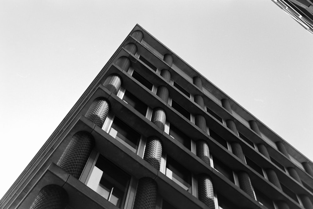 grayscale photo of concrete building