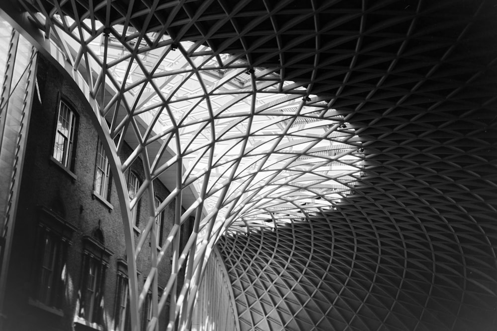 grayscale photo of concrete building