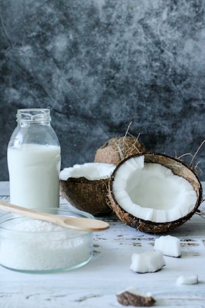Pure coconut milk freshly squeezed