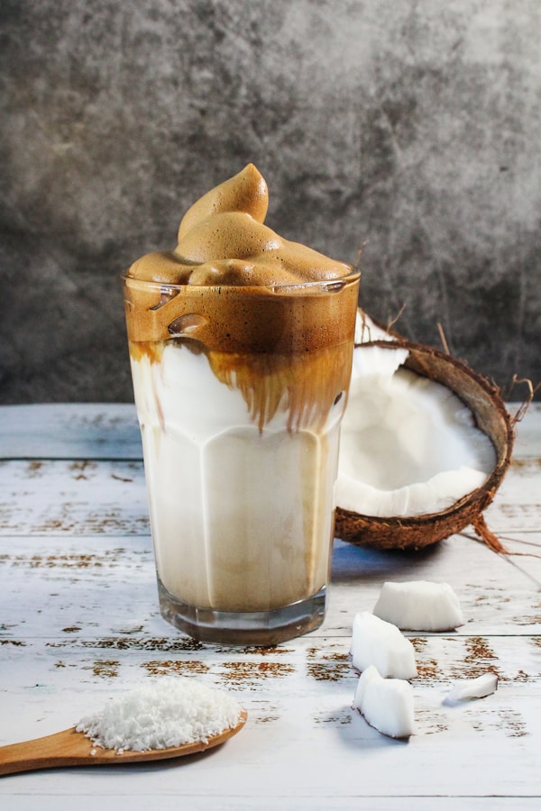Clear drinking glass with ice cream
